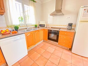 Fridge, microwave, oven, dishwasher