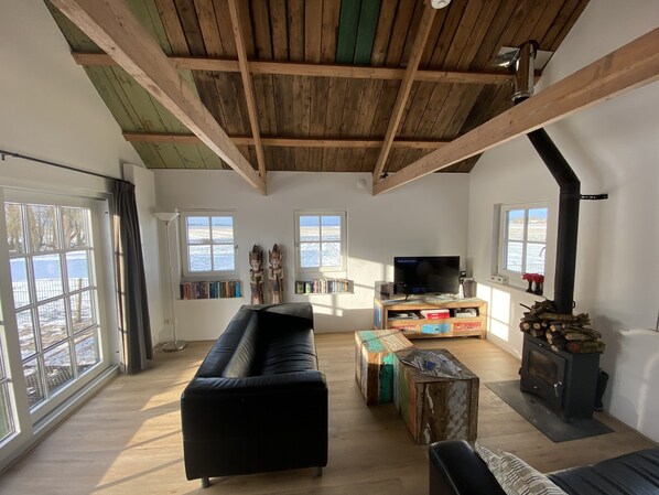 TV, fireplace, video game console, DVD player