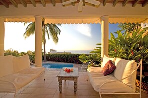 Terrace/patio - PAY 4 STAY 5 NIGHTS until Oct 31. Beautiful Villa In Conchas Chinas, Ocean Views (Puerto Vallarta)