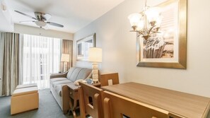 TV, DVD player, books, stereo