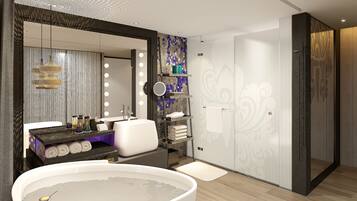 Down duvets, minibar, in-room safe, desk