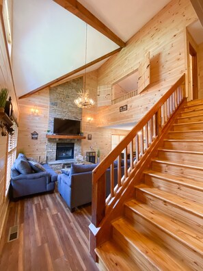 Smart TV, fireplace, table football