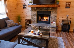 Smart TV, fireplace, table football