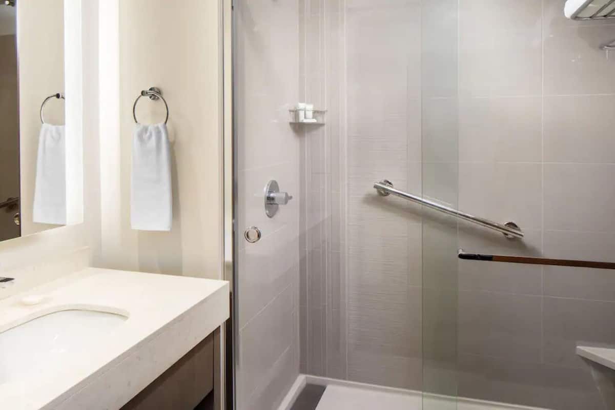 free toiletries, hair dryer, towels, soap