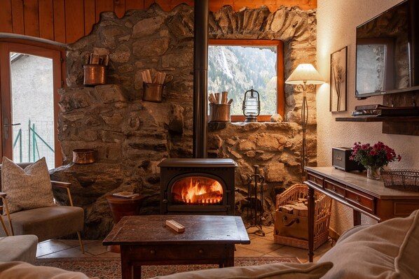 TV, fireplace, DVD player, ping pong - Chalet Dibona, cosy log fire evenings 200m from the slopes, by Ski Peak (Vaujany)