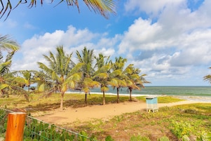 On the beach, white sand