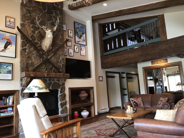 Fernseher, Kamin, Bücher