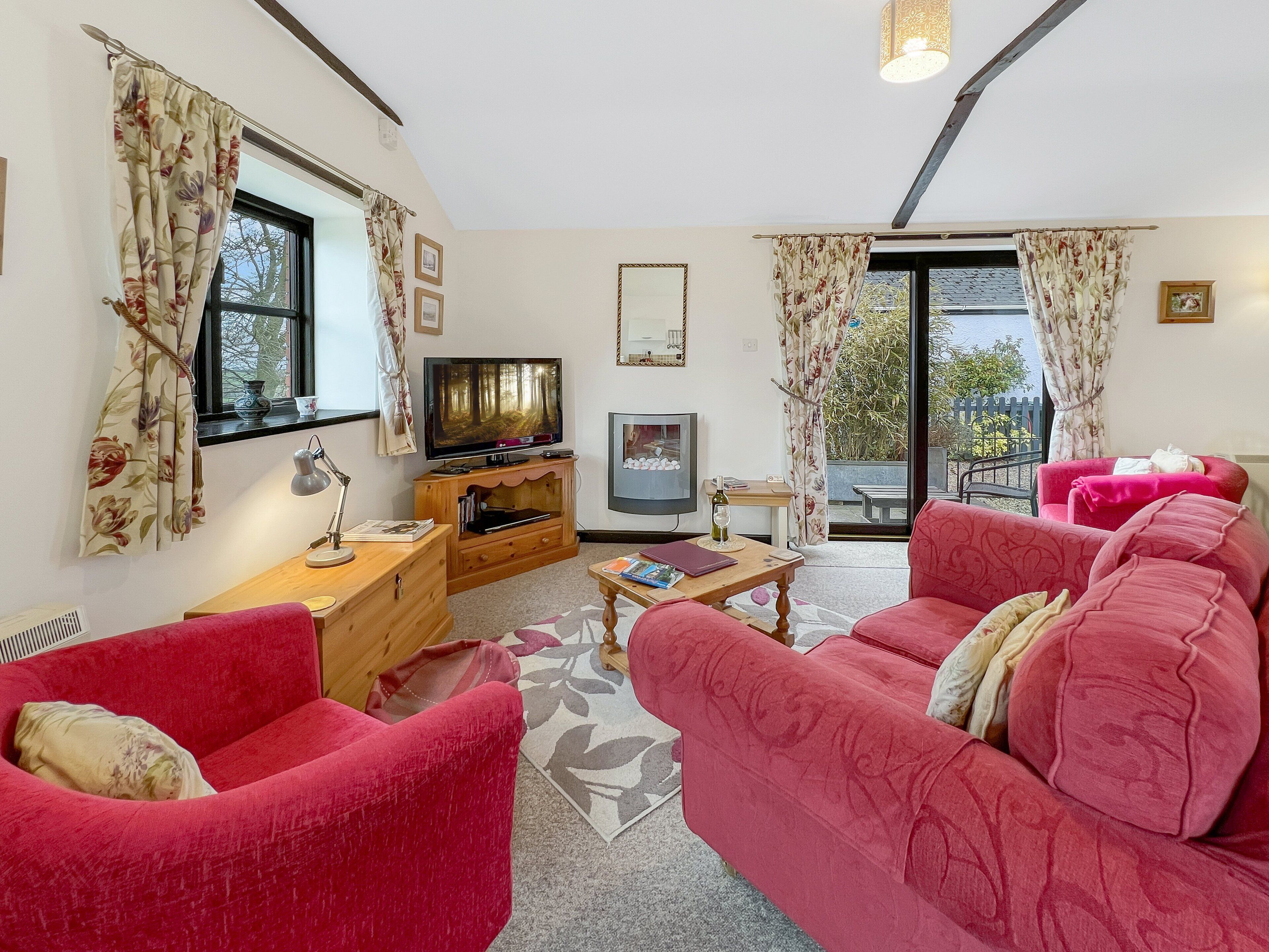 TV, DVD player, books