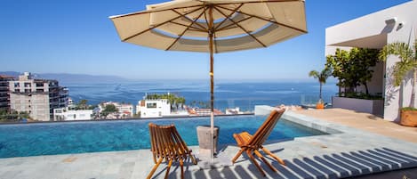 An infinity pool, a rooftop pool