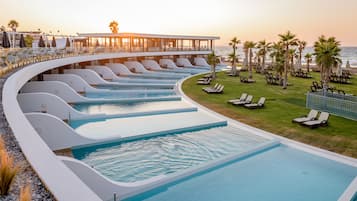 Junior Suite Private Pool Front Sea View | Premium bedding, in-room safe, desk, laptop workspace