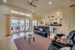 Smart TV, DVD player, music library, stereo
