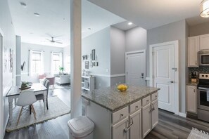 Fridge, microwave, oven, stovetop - The Sanctuary Co Downtown Johnson City 2Bed 2Bath (Johnson City)