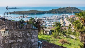 A coastal town with a marina, stone walls, and lush greenery. - Stunning stone house nestled in the heart of the historic old town of Vrsar. (Vrsar)