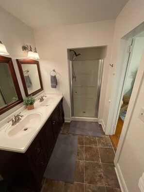 Bathtub, hair dryer, towels