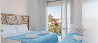 Cosy 40 sqms apartment, perfect for 3 people, located on the second floor (NO lift) of a building with shared garden and private parking. The property is located a few steps from the beach (300 metres), in an area full of services, including bars, restau