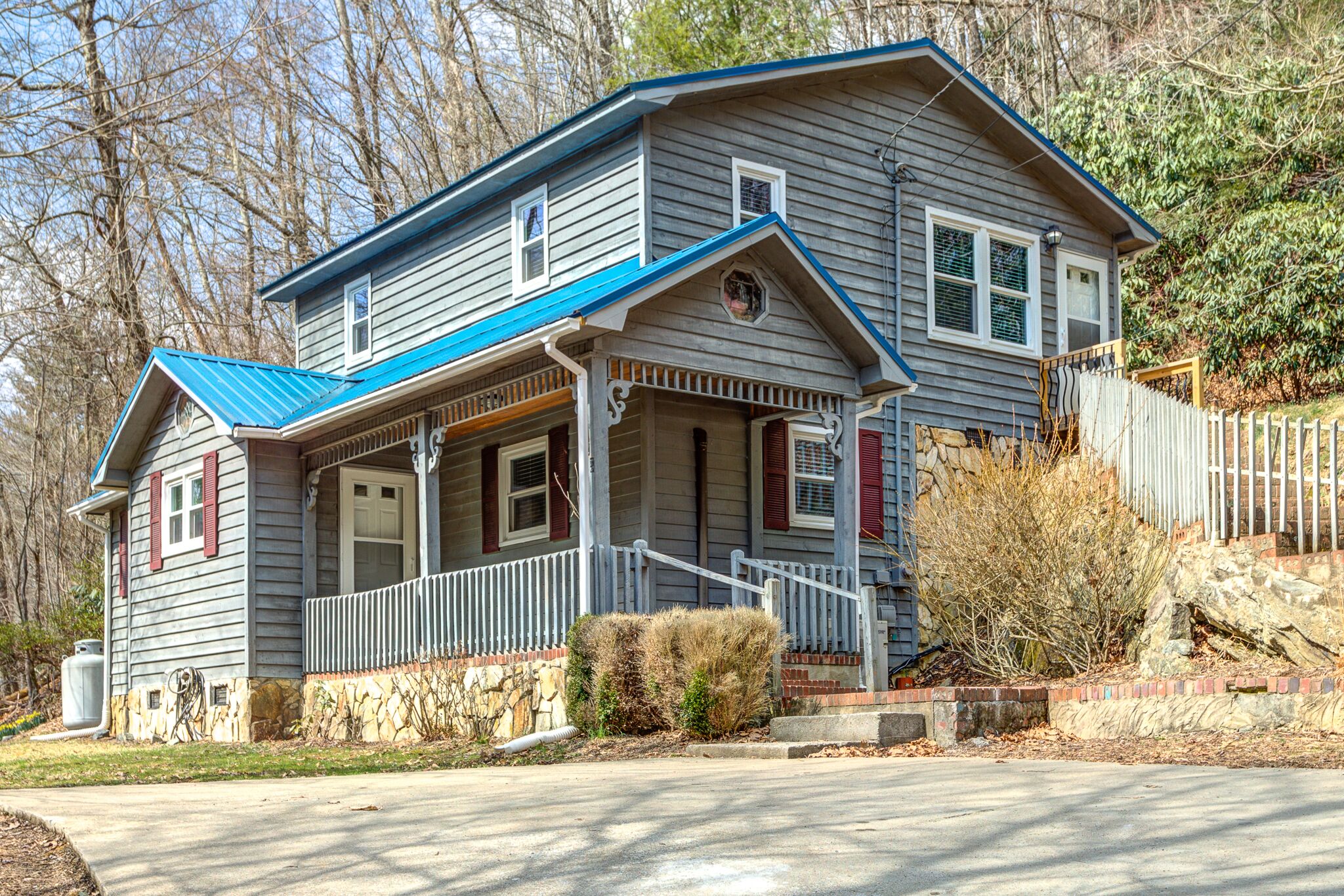 Beautiful mountain cabin in the early spring. 