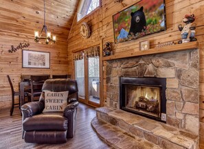 TV, fireplace, video games