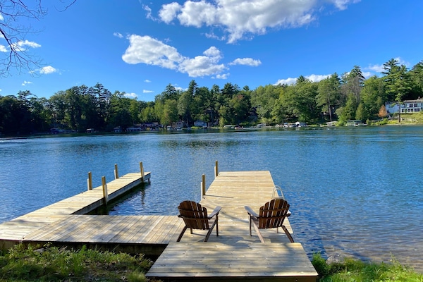 Beautiful private double dock with sandy beach