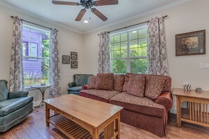 Smart TV, fireplace, video games, table football