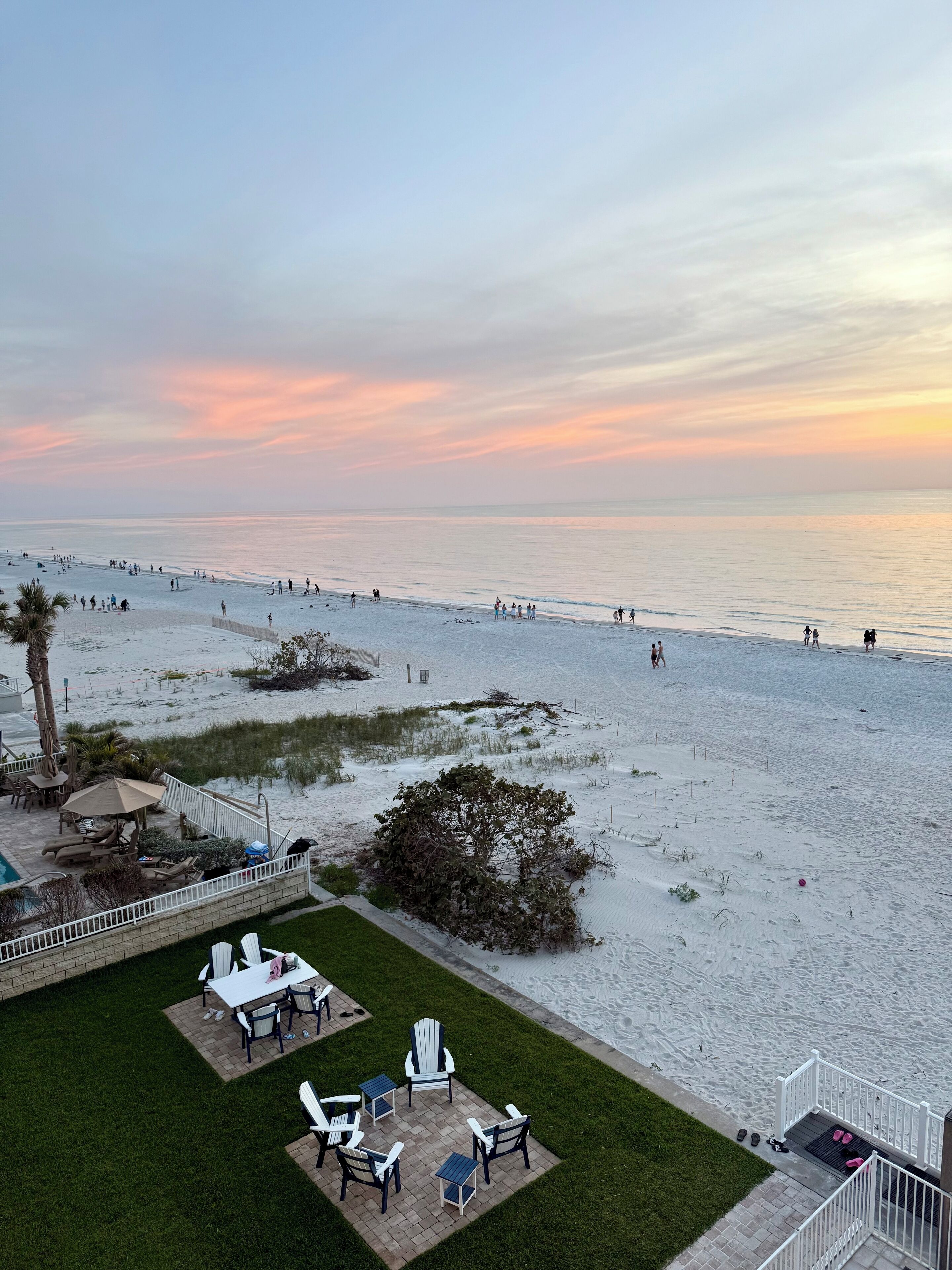 On the beach, sun loungers, beach towels