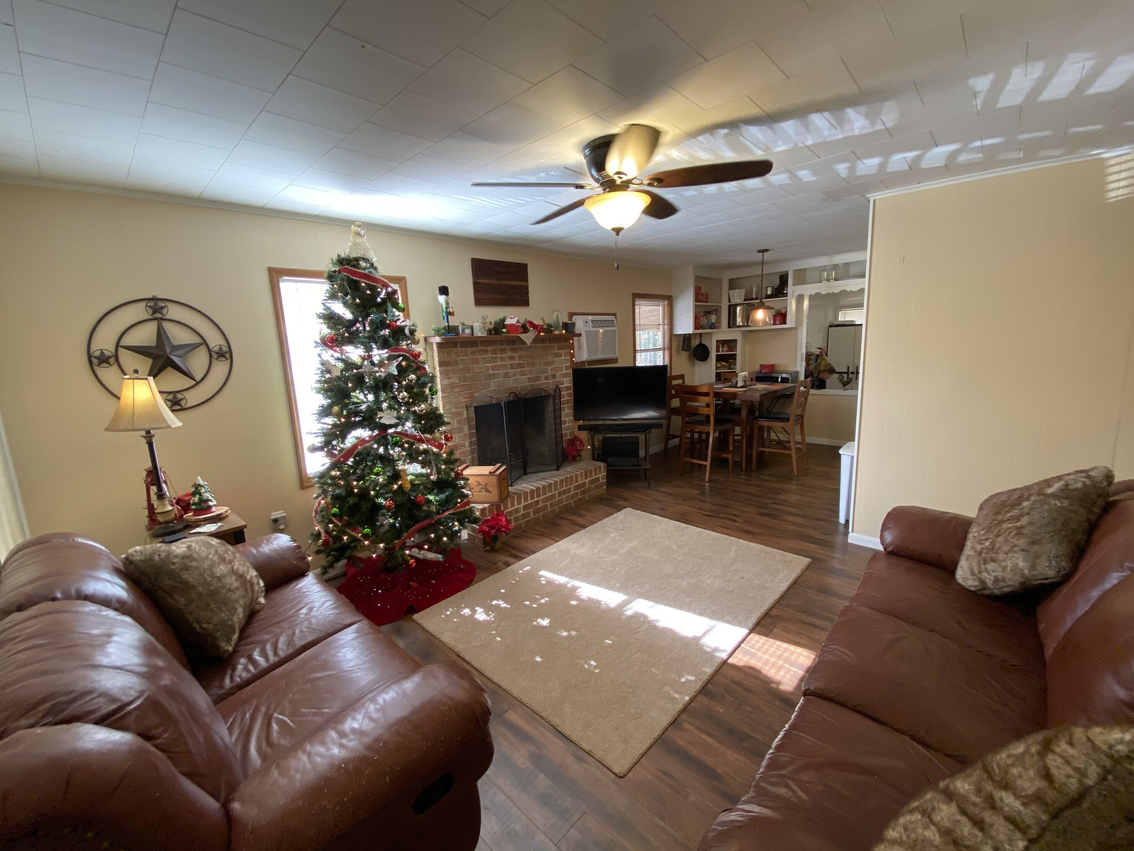 Smart TV, fireplace, DVD player, books