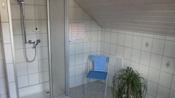 Apartment | Bathroom | Shower, hair dryer, towels, toilet paper