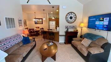 Smart TV, fireplace, video games