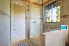 Eco-friendly toiletries, hair dryer, towels