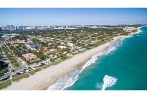 Aerial beach and turquoise shoreline