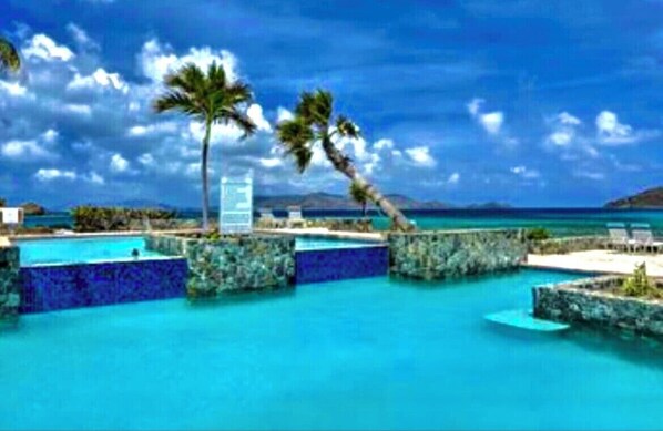 Pool - Renovated Beachfront Penthouse on Sapphire Beach with washing machine and dryer. (Estate Smith Bay)