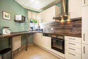 Fridge, microwave, oven, stovetop - Cosy Vacation Apartment 1 on "Trostelhof" with Balcony (Salem)