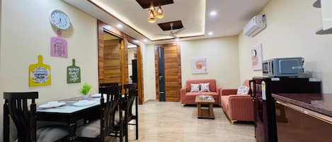 Superior Apartment, 2 Bedrooms | Living area | 108-cm LED TV with satellite channels, TV