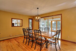 Dining - Evergreen Shore | Spacious Family Retreat w/ Flat Lawn & Stunning Lake Views (Rangeley)