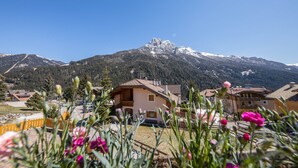 A mountain village with houses, a clear sky, and snow-capped peaks. - Charming Apartment “Majon d’Aisciuda Latemar” with Mountain View (Vigo di Fassa)