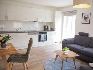 Classic Apartment | Private kitchen | Fridge, oven, stovetop, dishwasher - Ferienwohnungen Grüner Baum (Seinsheim)