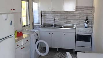 Fridge, oven, stovetop, cookware/dishes/utensils