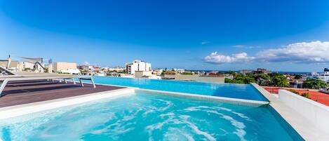 Piscine à débordement, piscine sur le toit