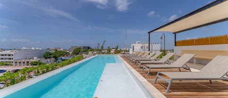 An infinity pool, a rooftop pool