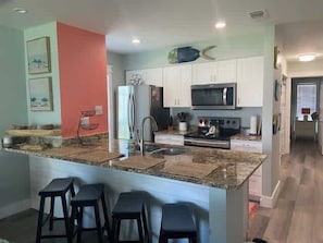 Coffee/tea maker, fridge, microwave, oven - Island Dunes Condo's-#1111-One Block from Beach. (Port Aransas)