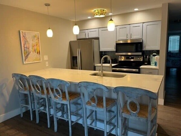 Fridge, microwave, oven, dishwasher
