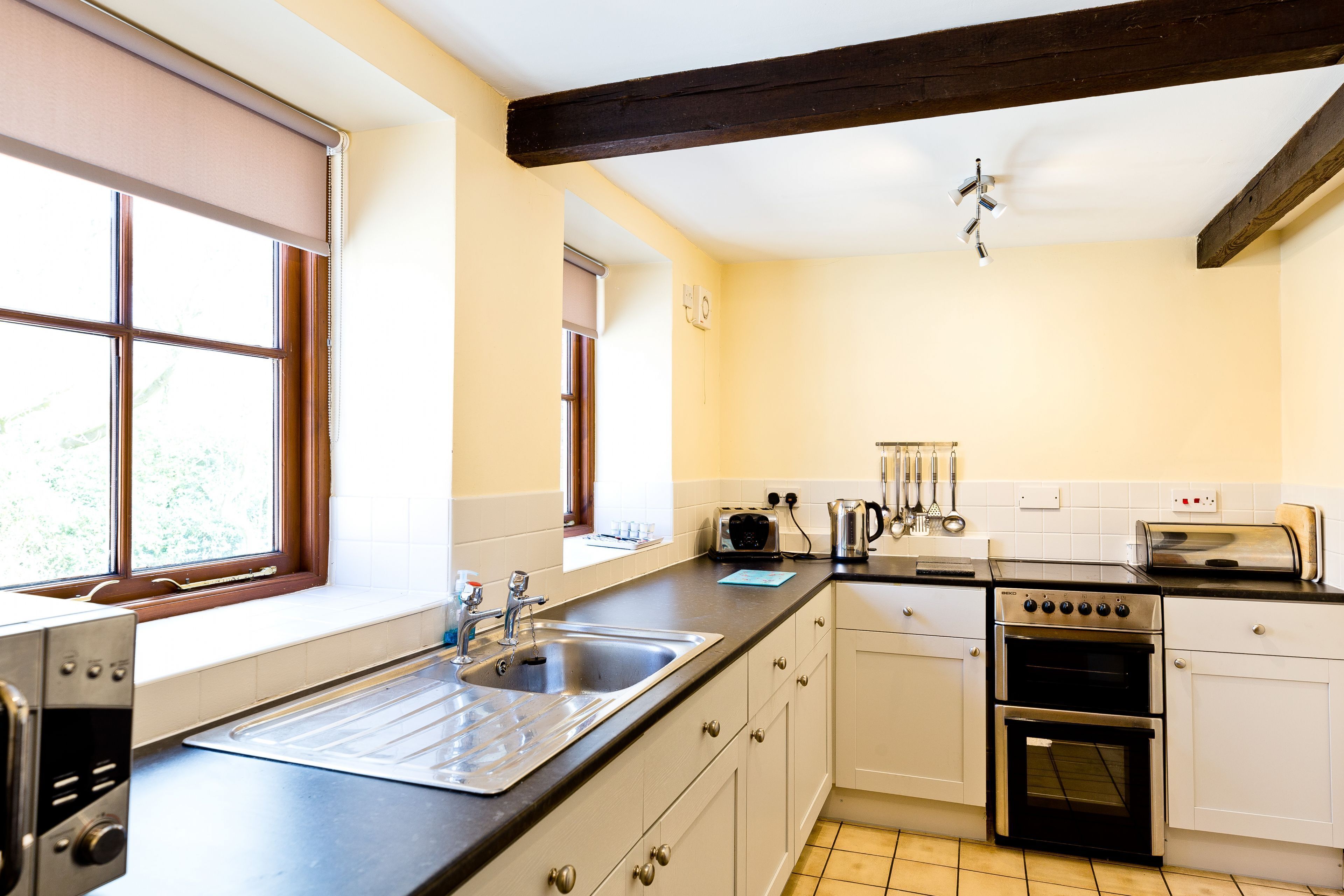 Fridge, microwave, oven, toaster