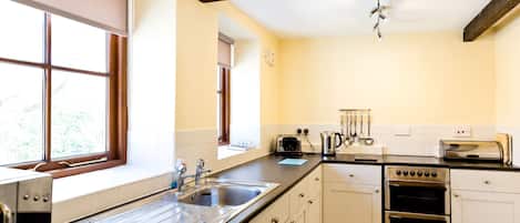 Fridge, microwave, oven, toaster