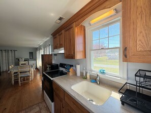 Fridge, microwave, coffee/tea maker, toaster