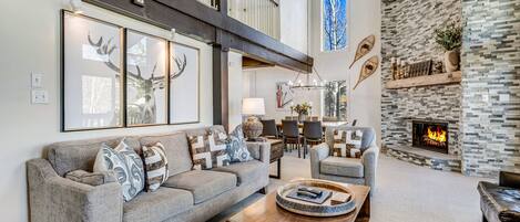 Smart TV, fireplace, DVD player