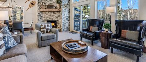 Smart TV, fireplace, DVD player