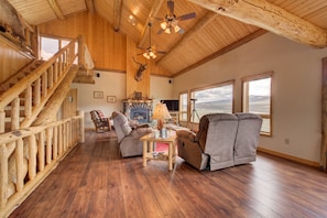 Fernseher, Kamin, DVD-Player, Bücher