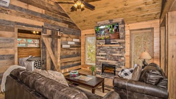 Smart TV, fireplace, DVD player