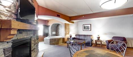 Televisión, chimenea, videojuegos y reproductor de DVD