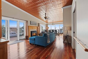 Smart TV, fireplace, foosball, offices