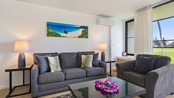 Smart-tv, bøger, stereoanlæg